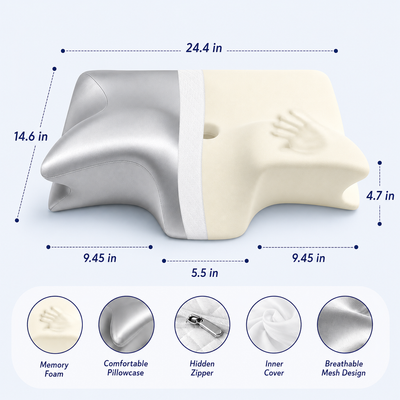 IcyChill Contour Memory Foam Cooling Silk Pillow