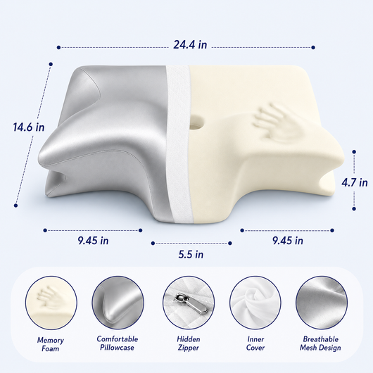 IcyChill Contour Memory Foam Cooling Silk Pillow